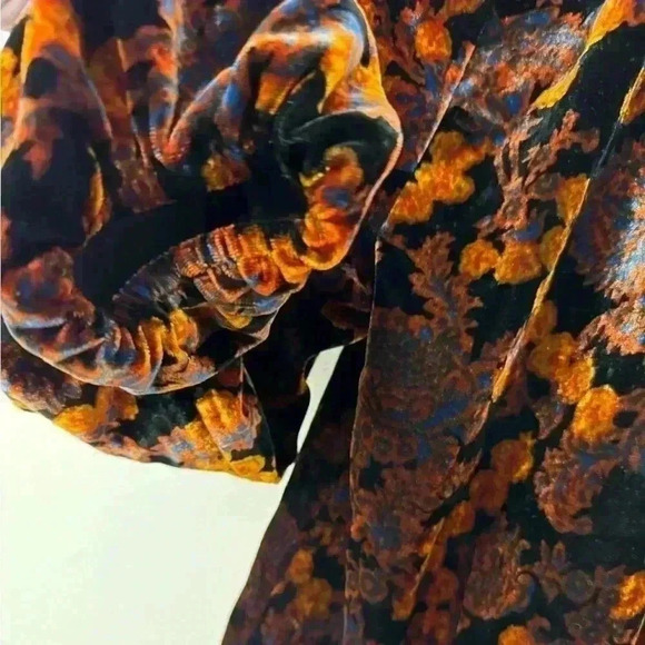 RHODE Long Sleeve Velvet Blouse Size XS Autumn Floral Print NWT Harlow Top - Picture 10 of 11